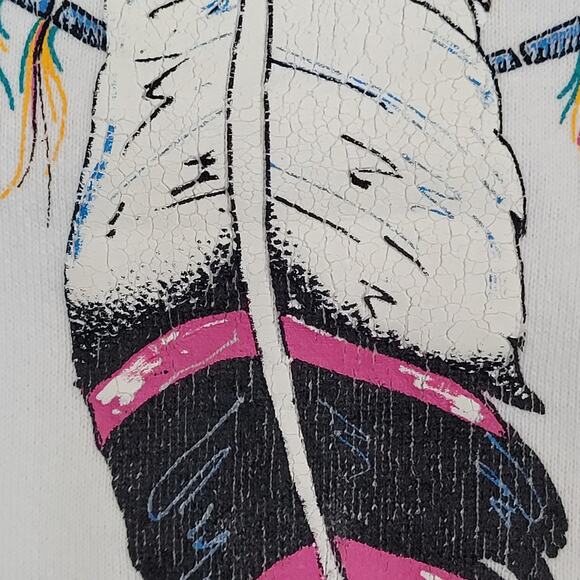 Vintage Native-American Ringer Sweatshirt Womens Large 22x22 USA - Picture 14 of 15